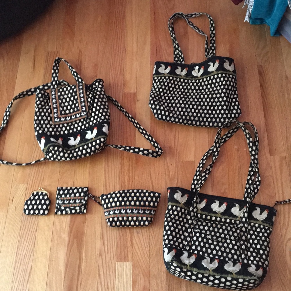 Vera Bradley vintage chicken print bag set